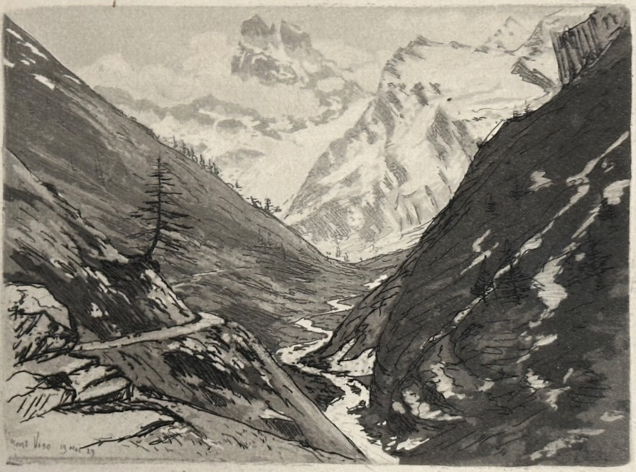 Joanny Drevet 1889–1969 Mont Viso 1929 Alps Etching In Very Good Condition /1-photo-2
