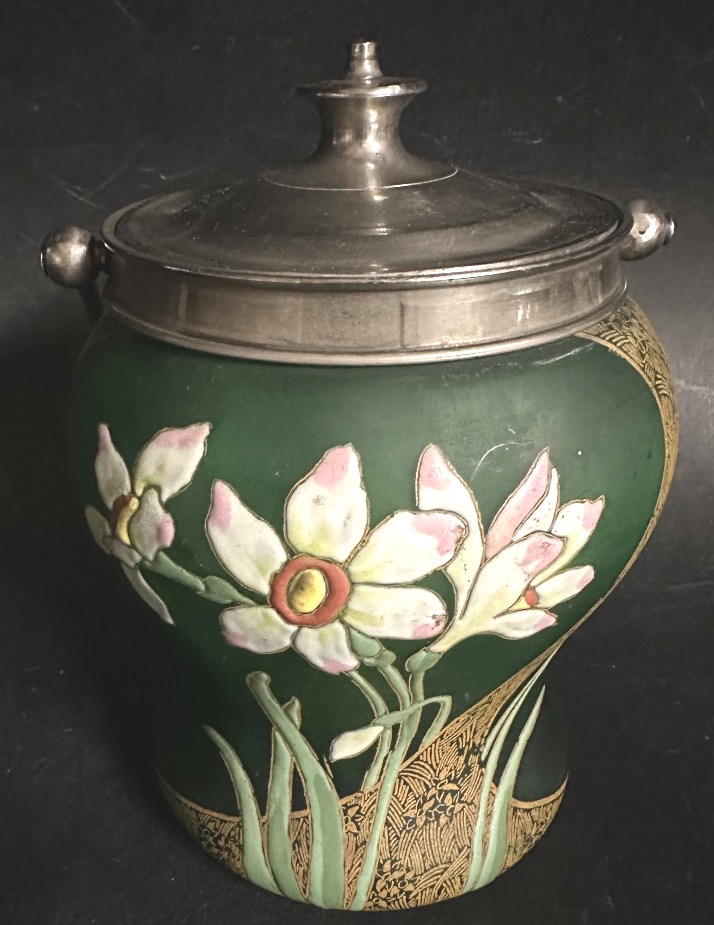 Art Nouveau Legras 1839–1916 Enameled Glass Cookie Jar And Candy Dish