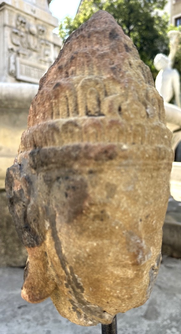Cambodge Khmer Ancien buste de bouddha en pierre soclé méditation Buddha collection Asie-photo-2