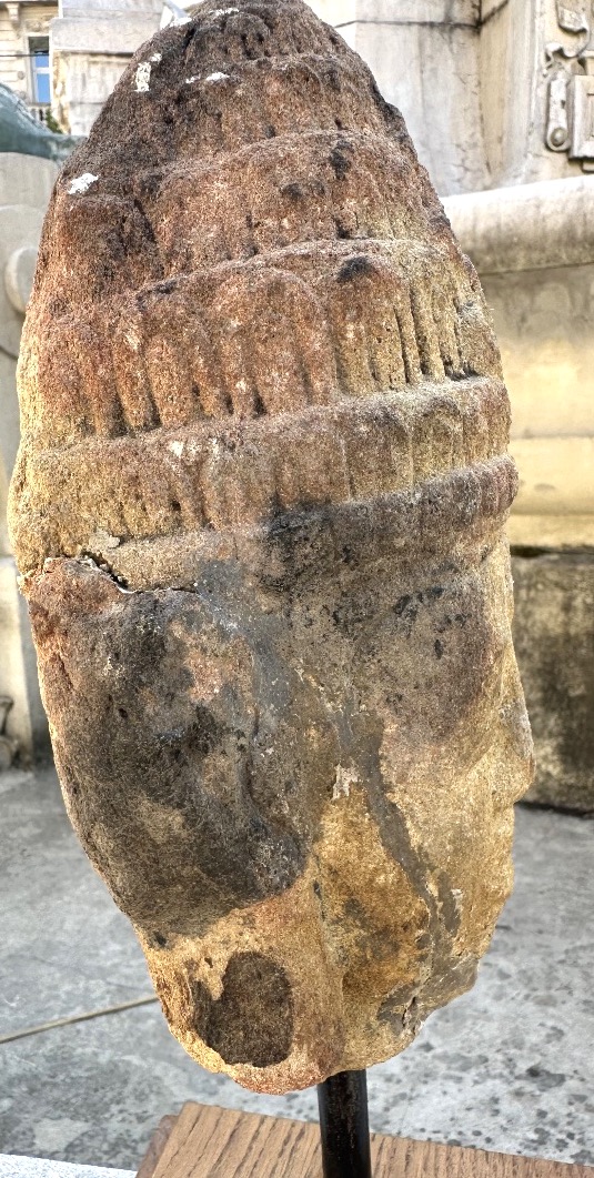 Cambodge Khmer Ancien buste de bouddha en pierre soclé méditation Buddha collection Asie-photo-2