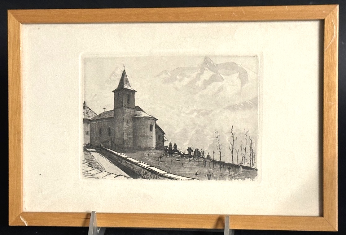 Joanny Drevet 1889–1969 Saint-christophe-en-oisans, Veneon, Etching, Alps, Mountains /3-photo-2