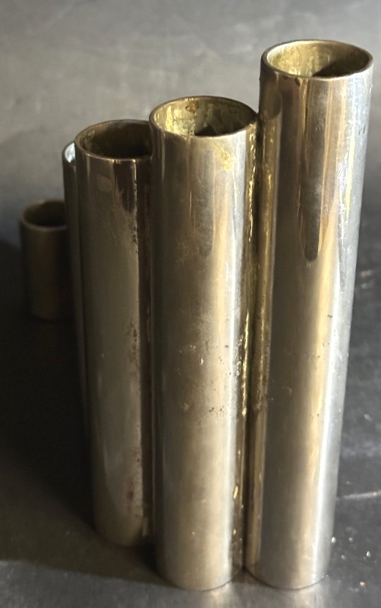 Gio PONTI Attr Vase moderniste orgue en 9 parties cylindriques bronze nickelé 1970-photo-2