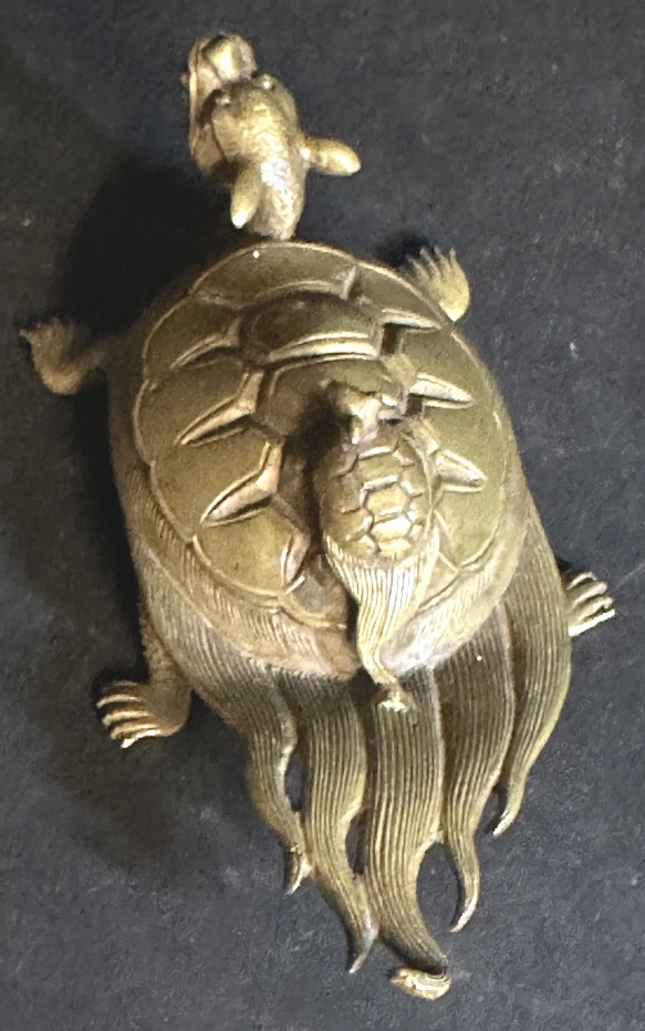 CHINE XIXe Bronze tortue dragon Symbole de longévité prospérité et sagesse Asie -photo-3