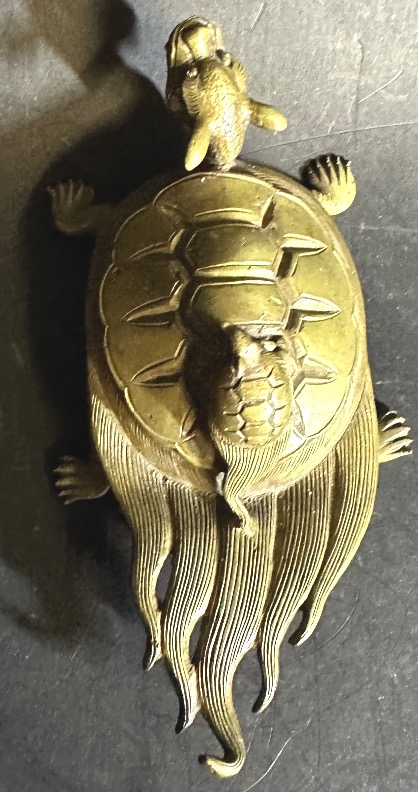 CHINE XIXe Bronze tortue dragon Symbole de longévité prospérité et sagesse Asie -photo-3