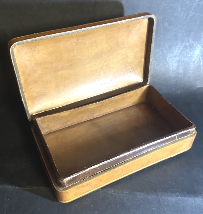 Brown And Gold Leather Box With Fleur-de-lis And Heraldic Lion Motifs; Florentine Design-photo-3