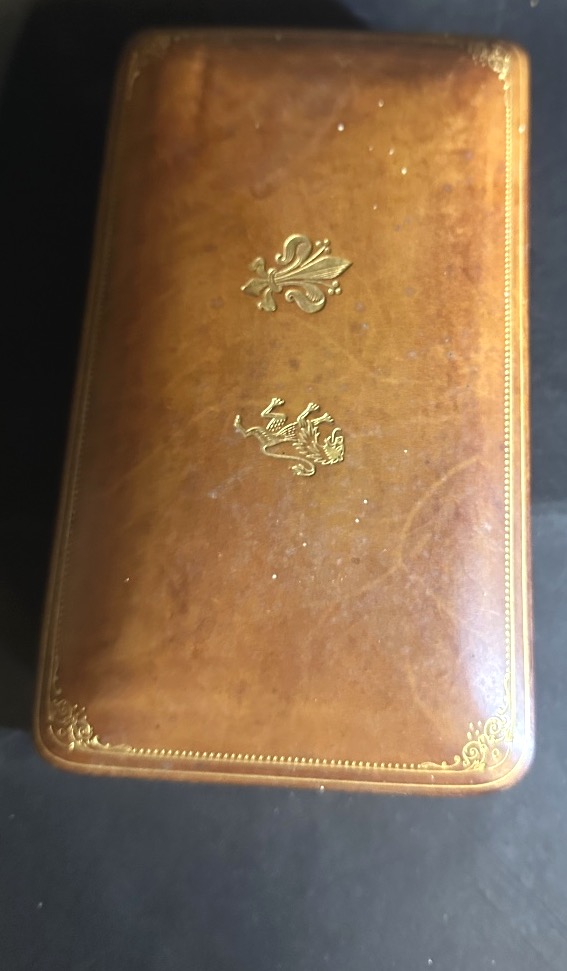 Brown And Gold Leather Box With Fleur-de-lis And Heraldic Lion Motifs; Florentine Design-photo-4