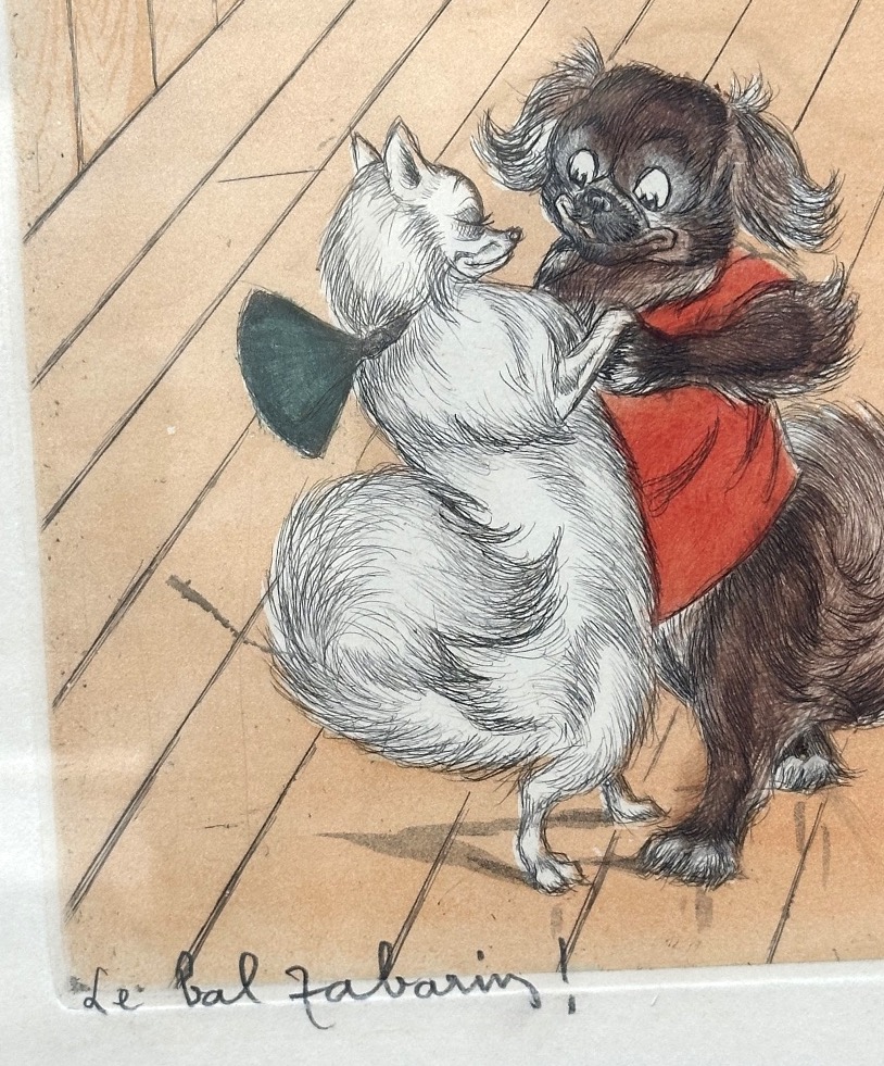 Boris O’Klein 1893-1985 Aquatinte LE BAL TABARIN Chiens Ch. Ducher Paris danse canine-photo-4