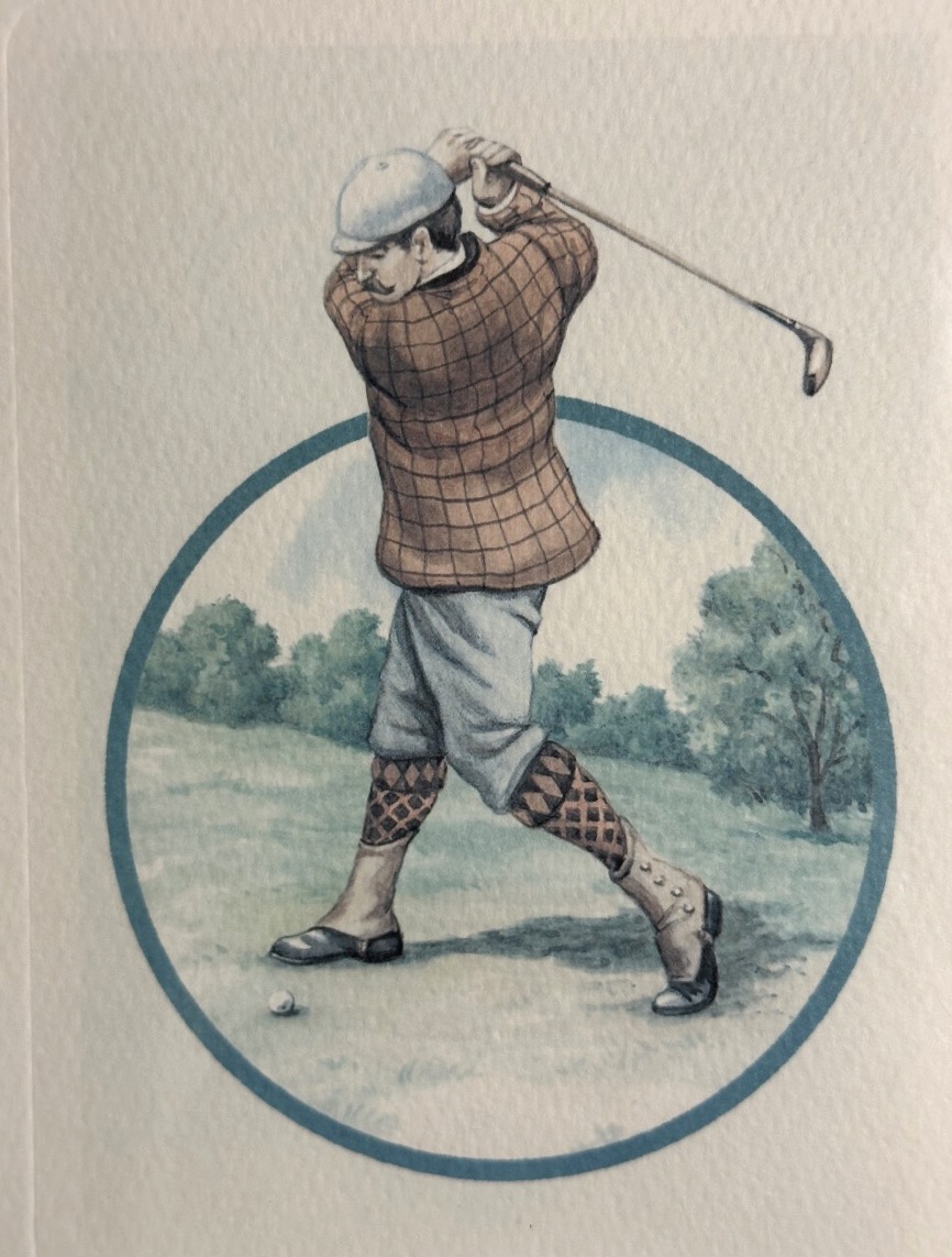 Golf: Set Of 4 Vintage Framed Color Lithographs Of A Golfer -photo-3