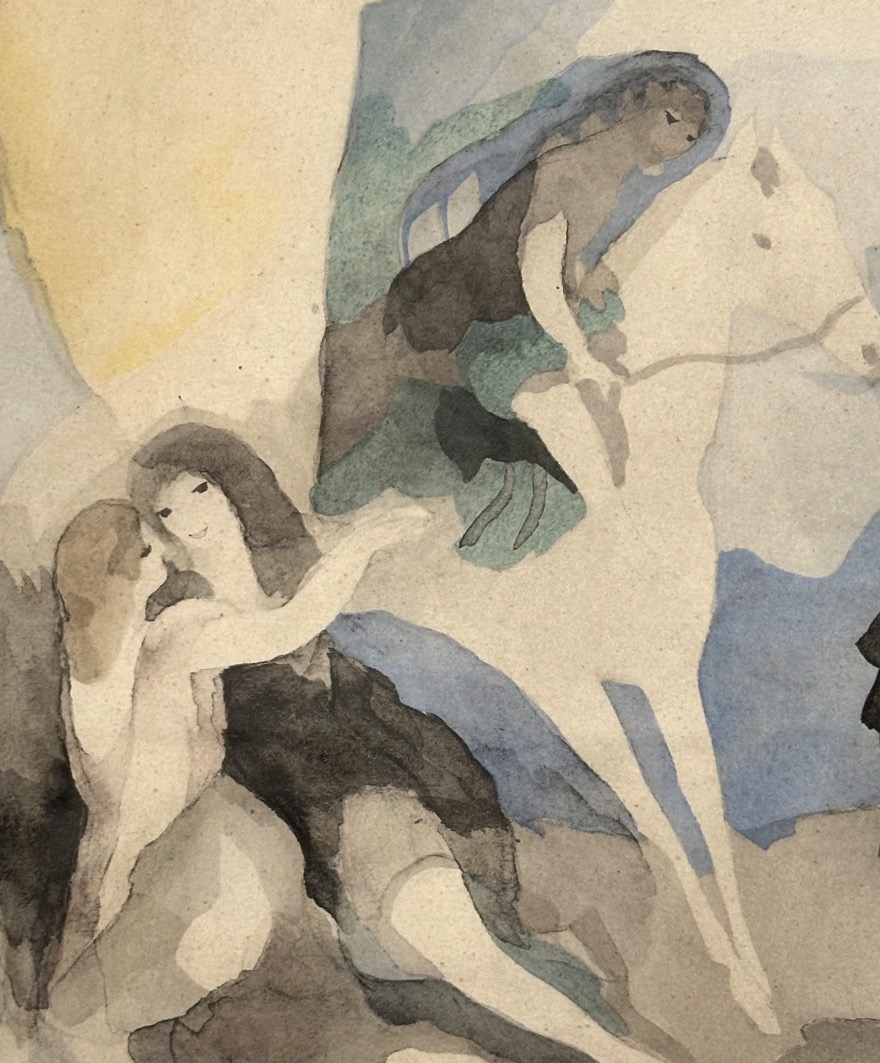 Marie LAURENCIN 1883-1956 d’après 5 jeunes femmes dont une cavalière Épreuve collotype couleur-photo-1