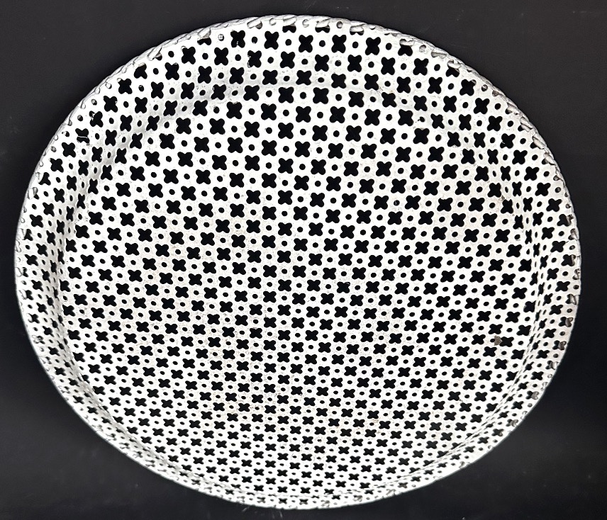 Mathieu Mategot Round Serving Tray, Circa 1950, Made Of White Perforated Sheet Metal-photo-4