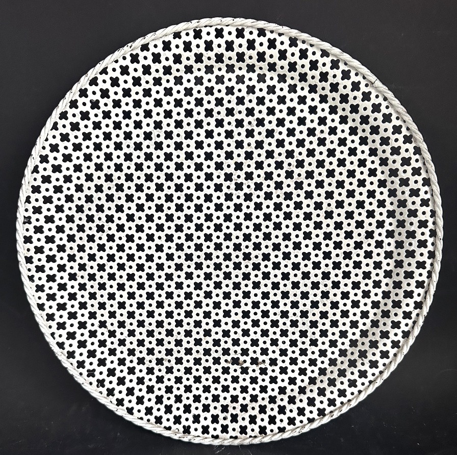 Mathieu Mategot Round Serving Tray, Circa 1950, Made Of White Perforated Sheet Metal