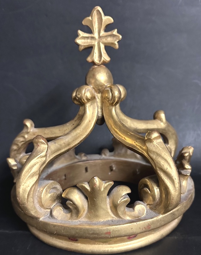 Importante couronne en bois doré 18e Ciel de lit Baldaquin