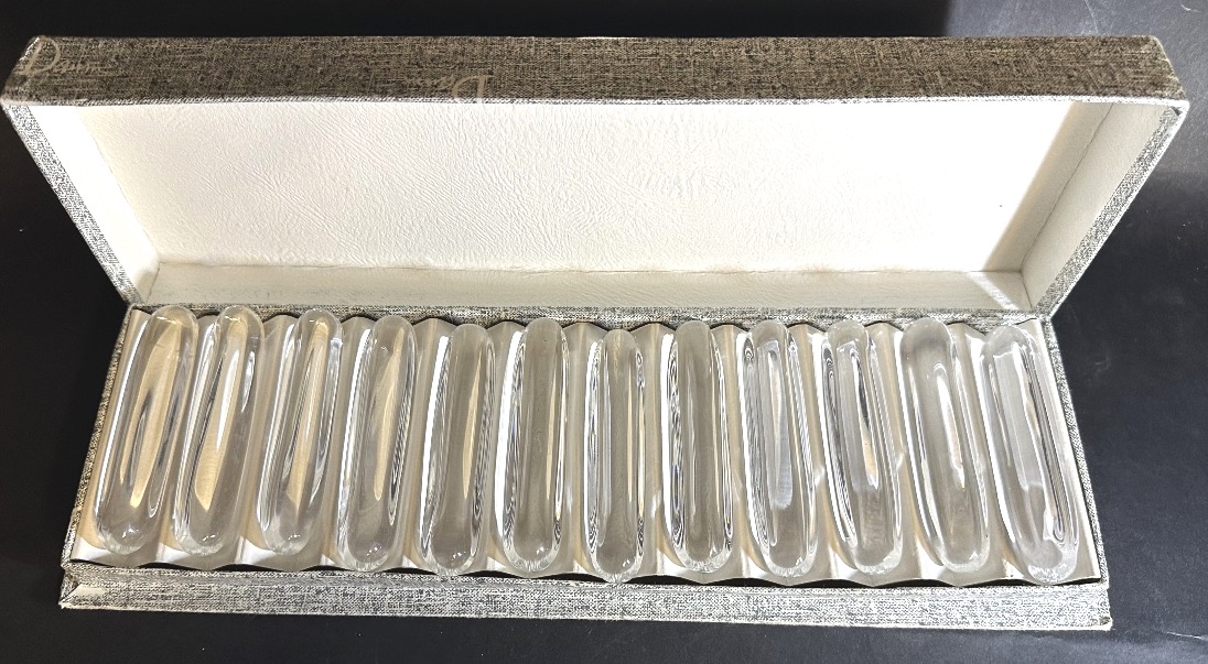 Daum Cristal France 12-piece Knife Holder Set In A Case, Signed, Circa 1960, In Very Good Condition-photo-2
