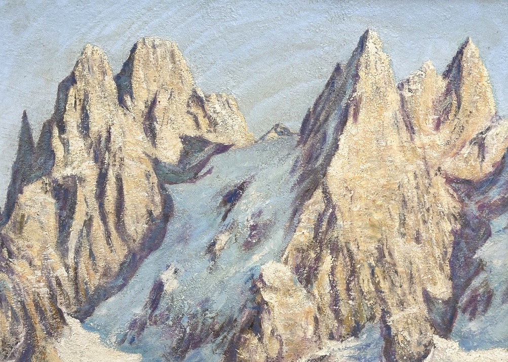 Georges Cretelle 1896–20th Century Oil On Canvas Mont Blanc Les Aiguilles Alps, Mountain-photo-3