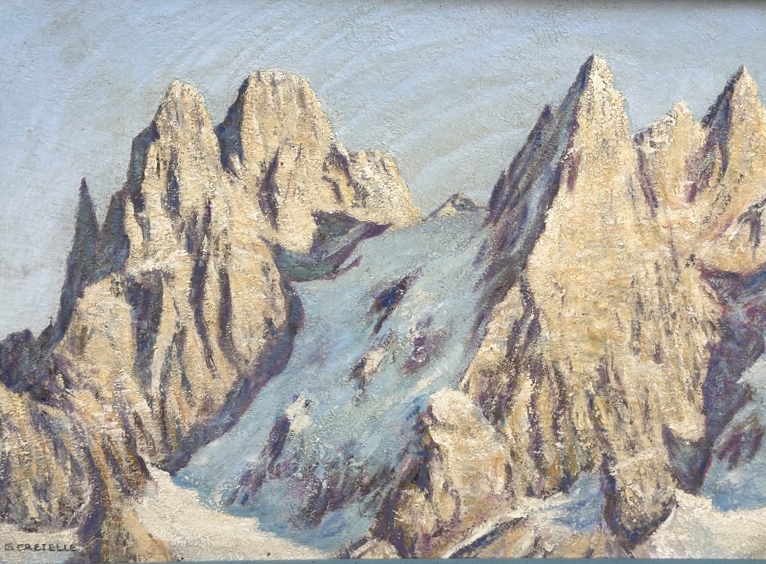 Georges Cretelle 1896–20th Century Oil On Canvas Mont Blanc Les Aiguilles Alps, Mountain-photo-1