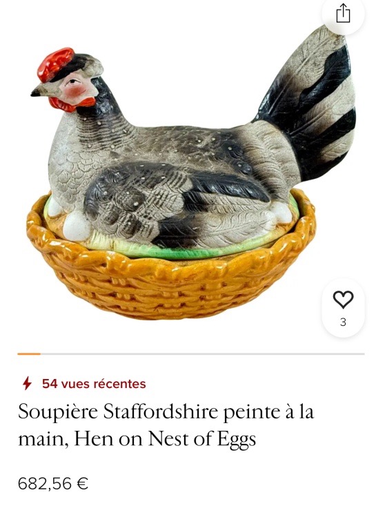Grande boîte POULE en trompe-l’œil ceramique polychrome vide poche Staffordshire-photo-4