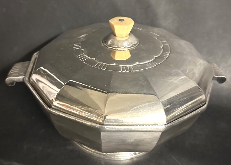 CHRISTOFLE ALFENIDE Légumier plat de Service art déco en métal argenté et ivoirine orfèvrerie