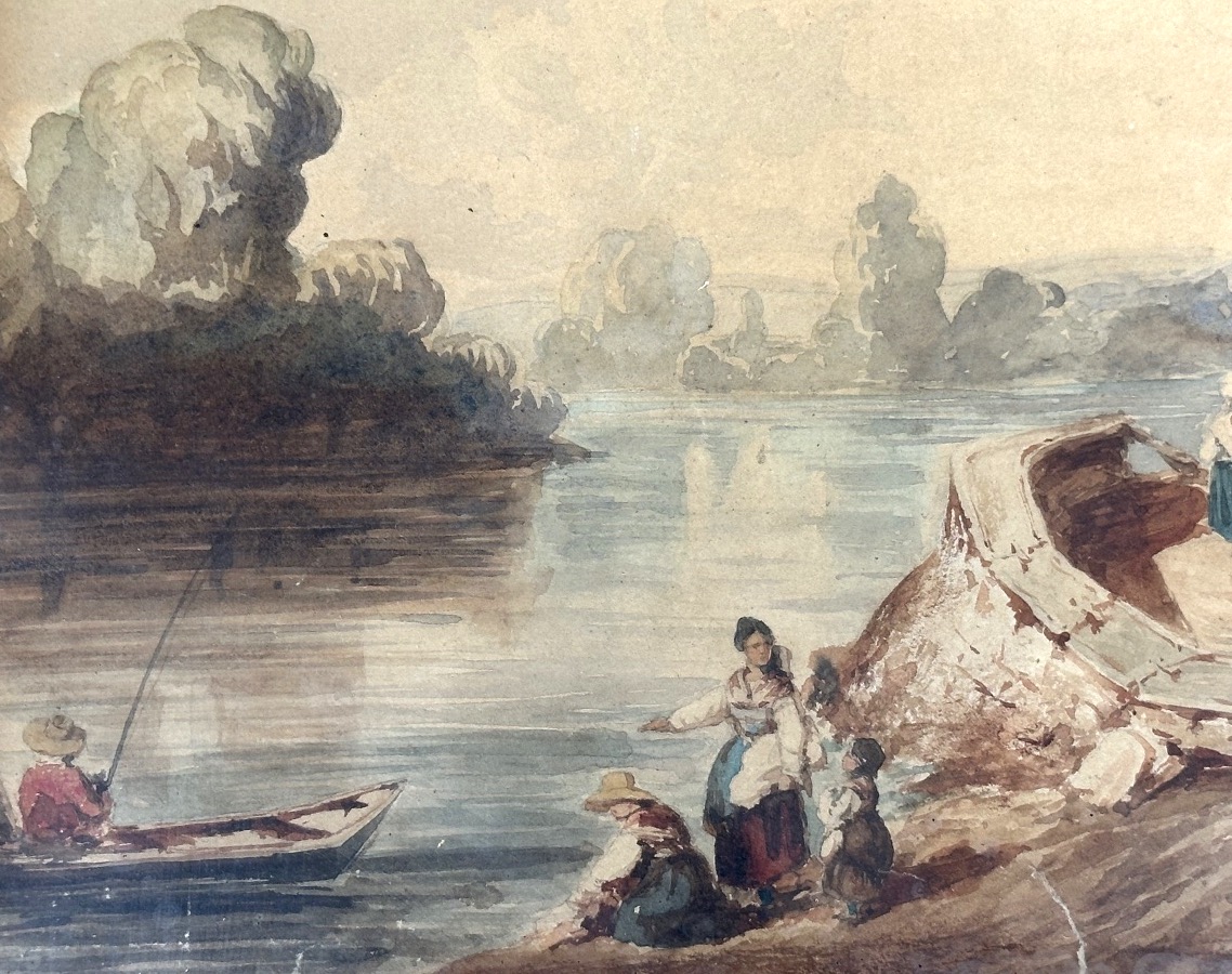 Léon Allouard: Rare 19th-century Watercolor Of A River In The Dauphiné Region, Grenoble-photo-1