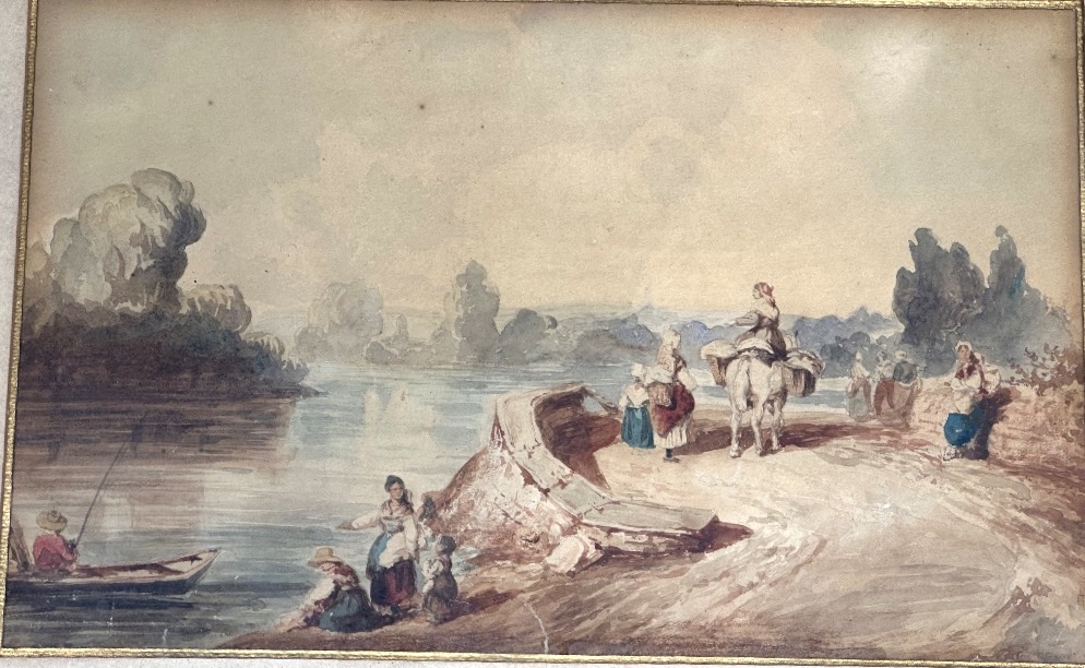 Léon Allouard: Rare 19th-century Watercolor Of A River In The Dauphiné Region, Grenoble