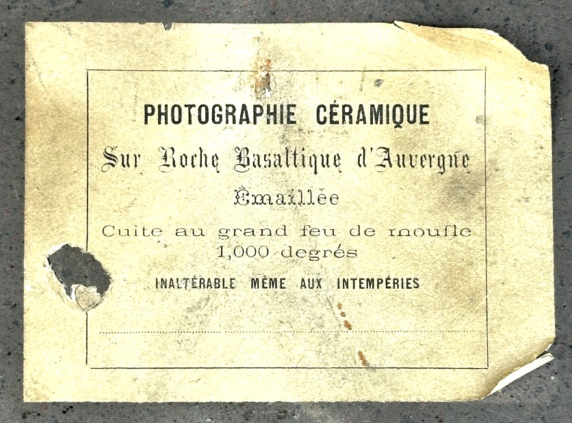 Very Rare Ceramic Photograph On Glazed Basalt Rock From Auvergne Photo-photo-3