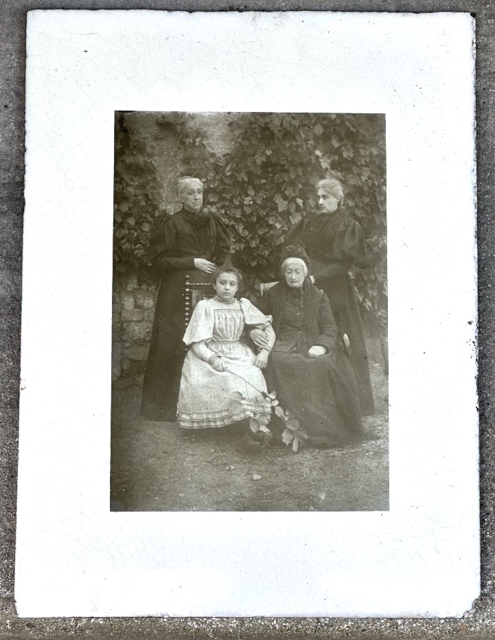 Very Rare Ceramic Photograph On Glazed Basalt Rock From Auvergne Photo