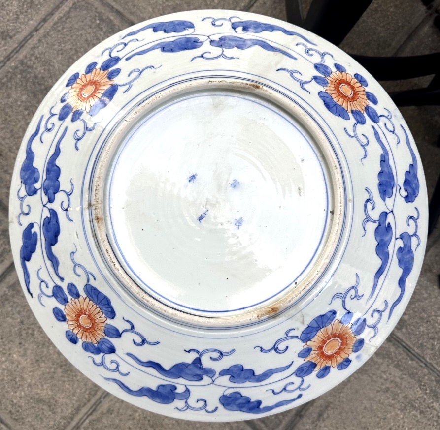 Rare Large Japanese Imari Serving Dish, 19th Century (meiji Period), Signed, 46.5 Cm, Part Of A Pair And A Half-photo-4
