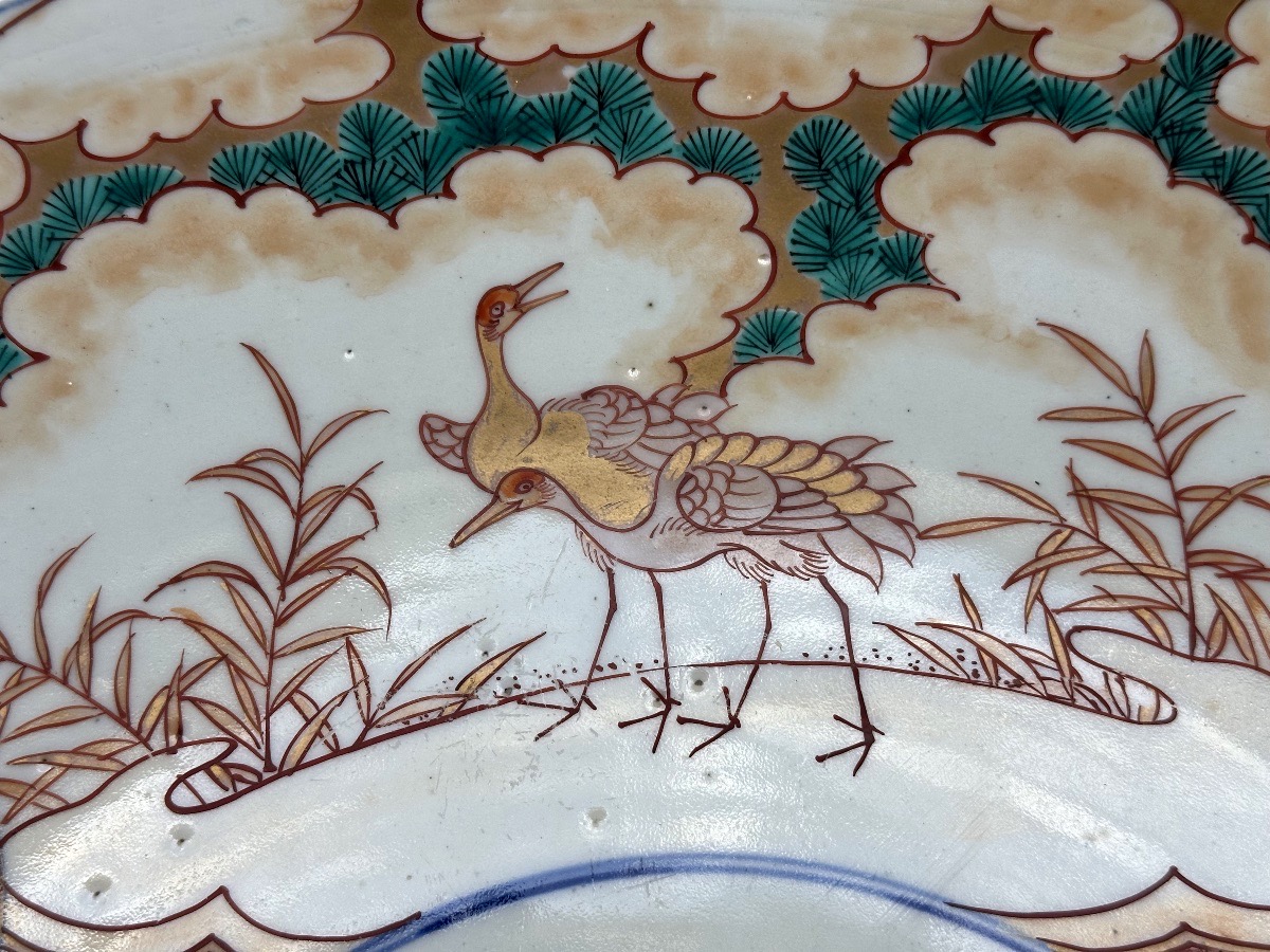 Rare Large Japanese Imari Serving Dish, 19th Century (meiji Period), Signed, 46.5 Cm, Part Of A Pair And A Half-photo-1