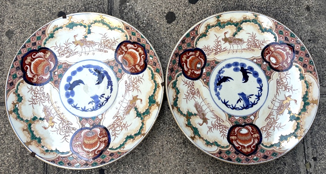 Rare Large Japanese Imari Serving Dish, 19th Century (meiji Period), Signed, 46.5 Cm, Part Of A Pair And A Half-photo-5