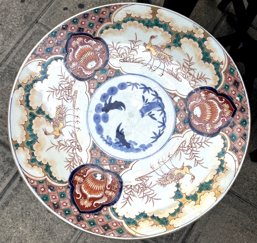 Rare Large Japanese Imari Serving Dish, 19th Century (meiji Period), Signed, 46.5 Cm, Part Of A Pair And A Half