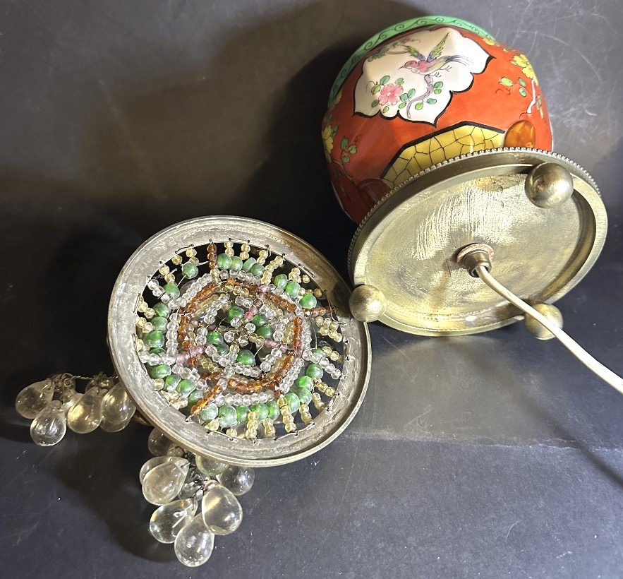 Rare 1900 Nightlight Made Of Bronze-colored Glass And Porcelain; "fruit Basket" By Maison Baguès, Dlg-photo-4