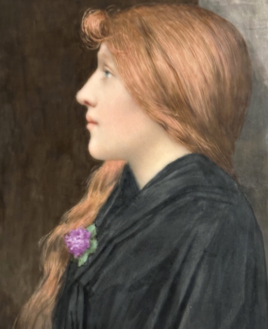 Jane Clement 19th/20th Century Pre-raphaelite Oil Painting On Porcelain, 19th-century Symbolist Work, Signed Edith Villiers-photo-2