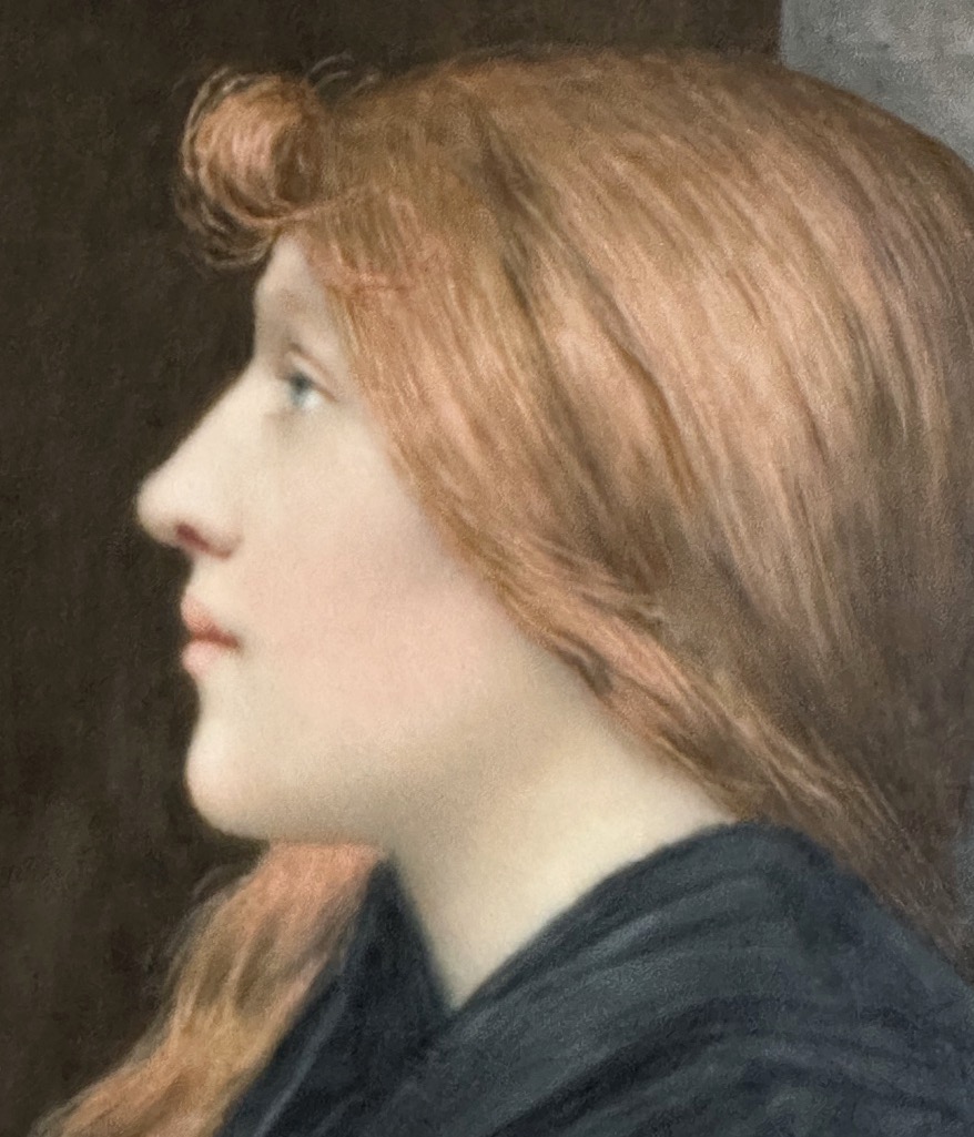 Jane Clement 19th/20th Century Pre-raphaelite Oil Painting On Porcelain, 19th-century Symbolist Work, Signed Edith Villiers-photo-4