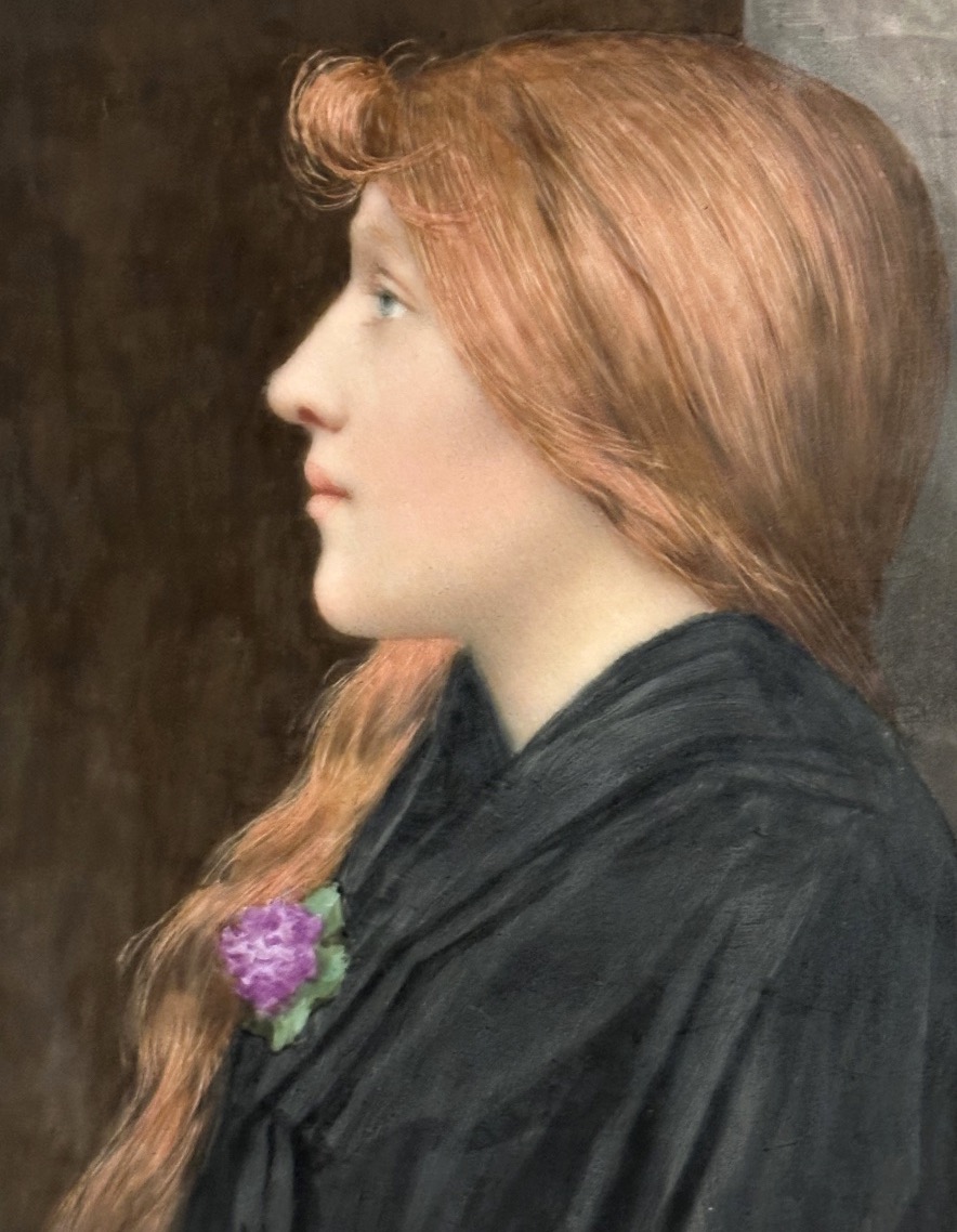 Jane Clement 19th/20th Century Pre-raphaelite Oil Painting On Porcelain, 19th-century Symbolist Work, Signed Edith Villiers-photo-2