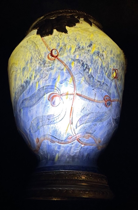 Daum Vase Attributed To The Art Nouveau Period, Made Of Etched Glass And Brass-photo-4