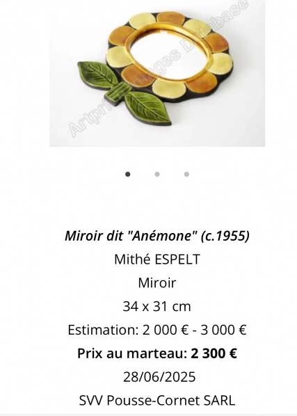 Mithé Espelt 1923–2020 Anemone Mirror #1 Glazed Ceramic Flower, Model #1965-photo-1