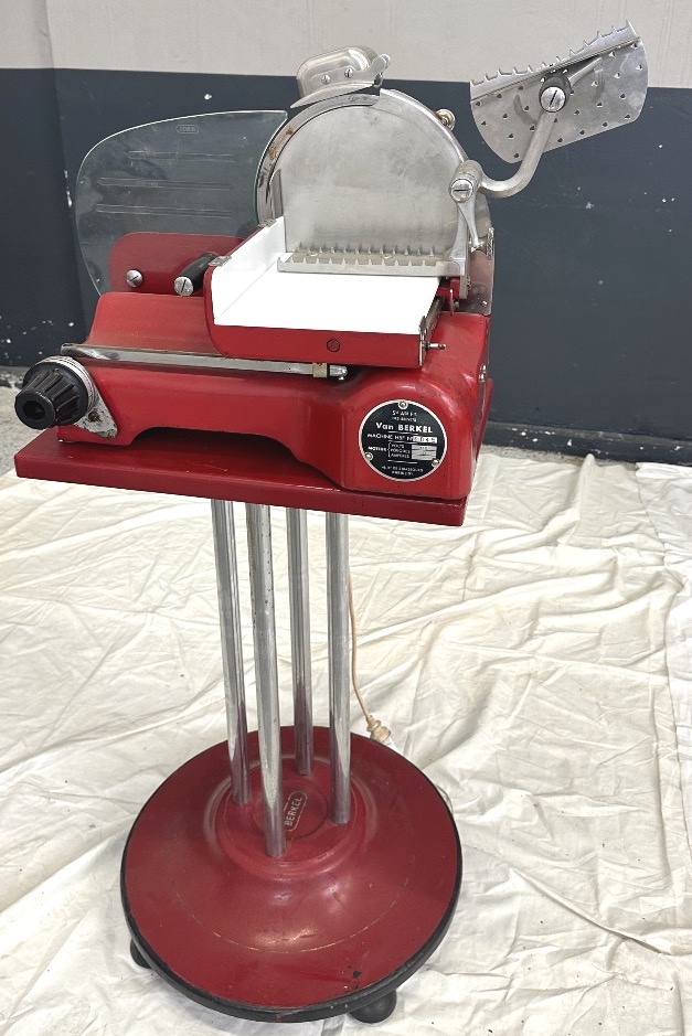 Red Berkel Ham Slicer With Stand, 1950, In Very Good Condition-photo-3