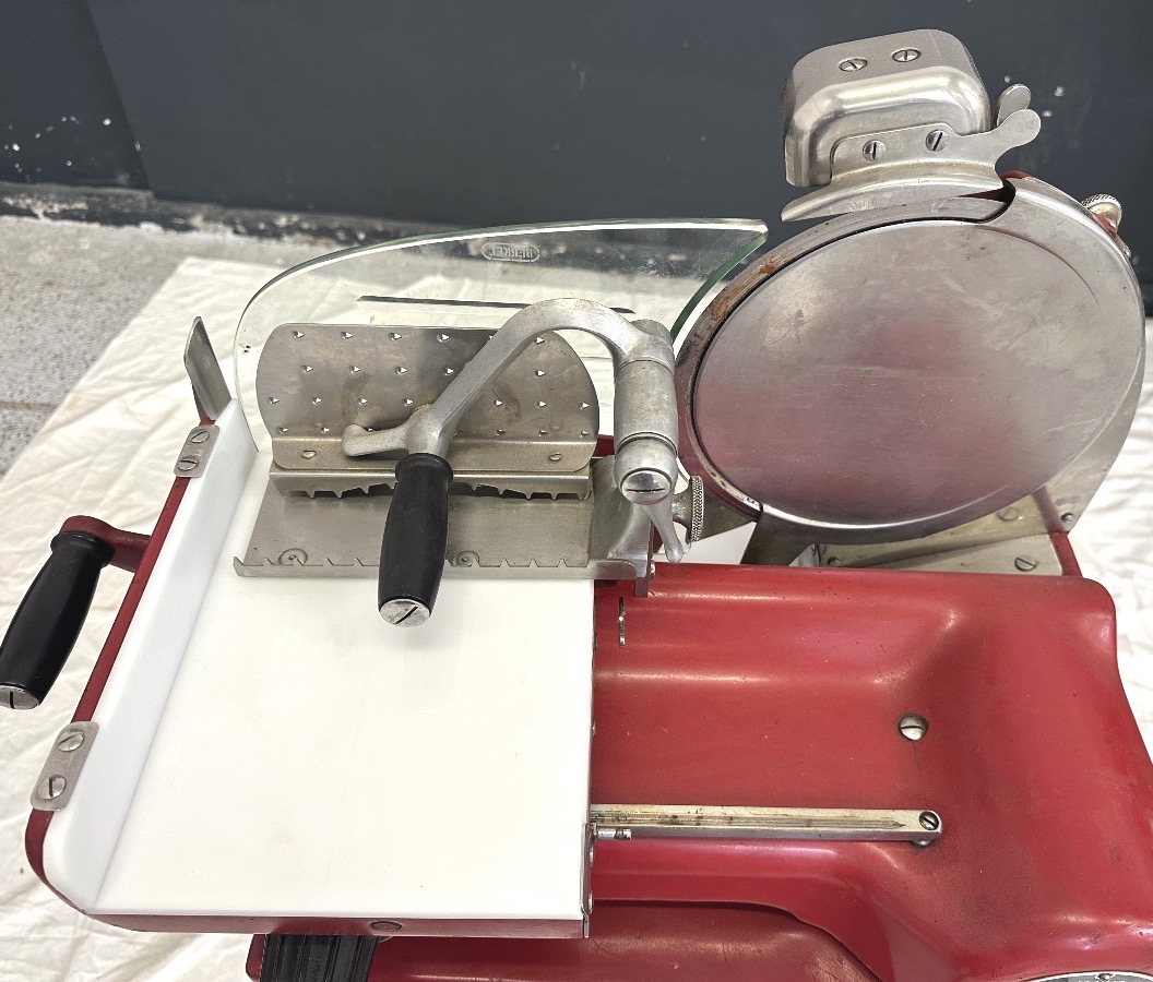 Red Berkel Ham Slicer With Stand, 1950, In Very Good Condition-photo-1