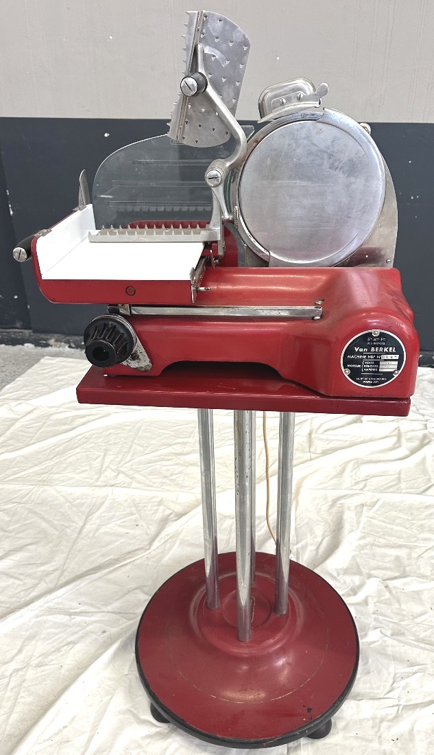 Red Berkel Ham Slicer With Stand, 1950, In Very Good Condition