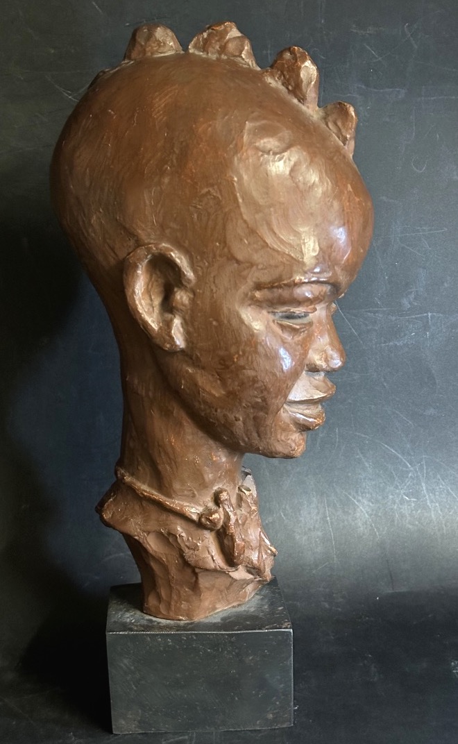 Paul Sersté 1910–2000 Bust Of A Young African Woman, Mangbetu, Art Deco, Africa 