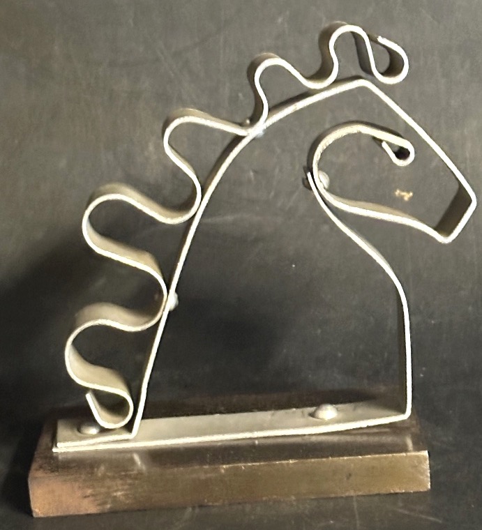 1940 Paperweight, Signed "balin?" In Brushed Aluminum, "cheval" Aluminum-photo-4