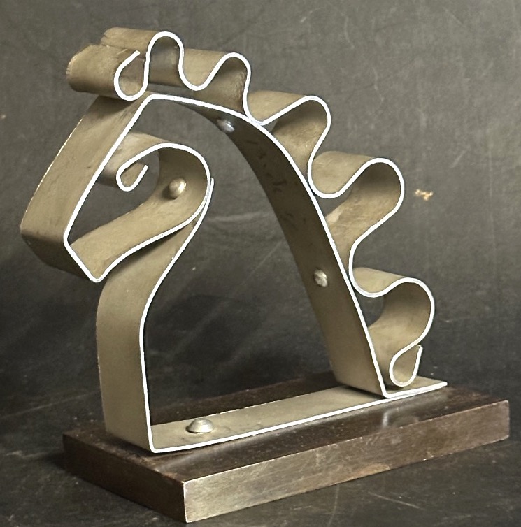 1940 Paperweight, Signed "balin?" In Brushed Aluminum, "cheval" Aluminum-photo-5