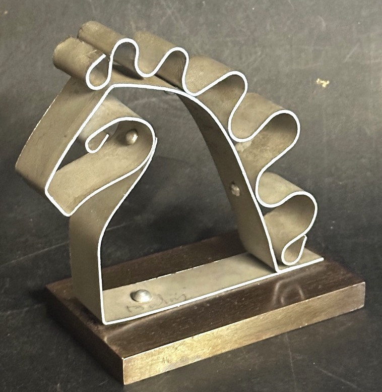 1940 Paperweight, Signed "balin?" In Brushed Aluminum, "cheval" Aluminum