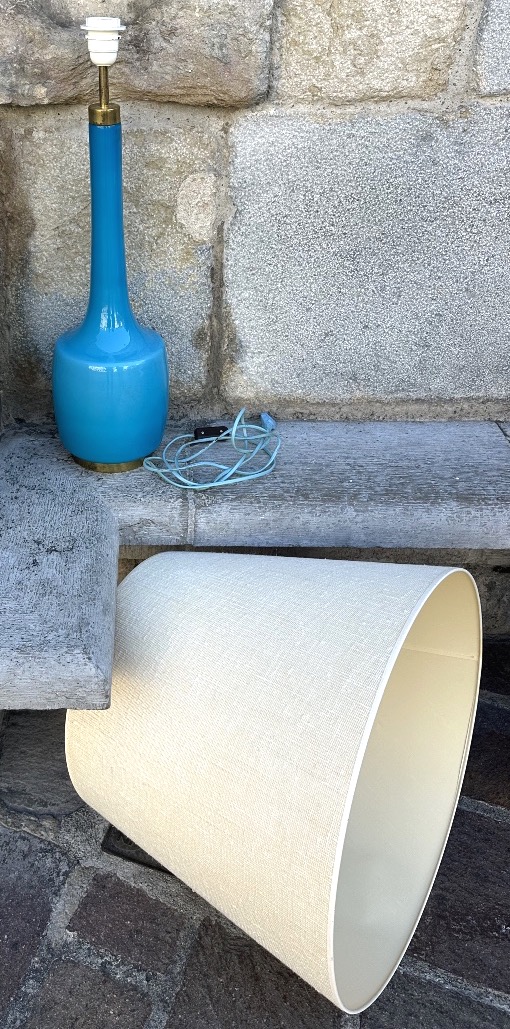 Holm Sorensen Large 1960s Lamp In Turquoise-blue Opal Glass For Kastrup Glaswærk, Denmark-photo-2