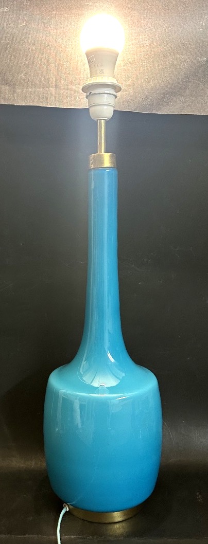 Holm Sorensen Large 1960s Lamp In Turquoise-blue Opal Glass For Kastrup Glaswærk, Denmark-photo-6