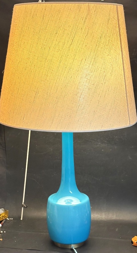 Holm Sorensen Large 1960s Lamp In Turquoise-blue Opal Glass For Kastrup Glaswærk, Denmark
