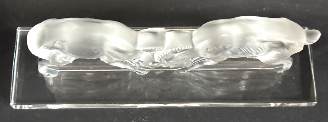 Lalique Glass Sculpture Two Goats Created By René Lalique In 1936. In Very Good Condition.-photo-1