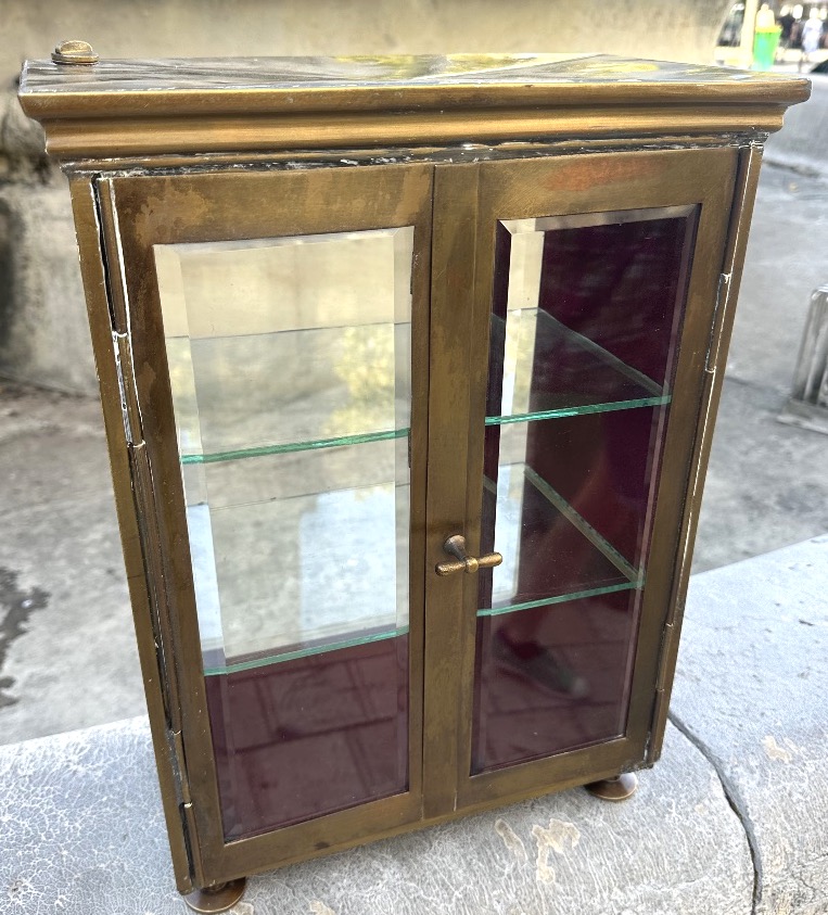 RARE petite vitrine 1900 en laiton et verres biseautés Vitrine de présentation de magasin-photo-2