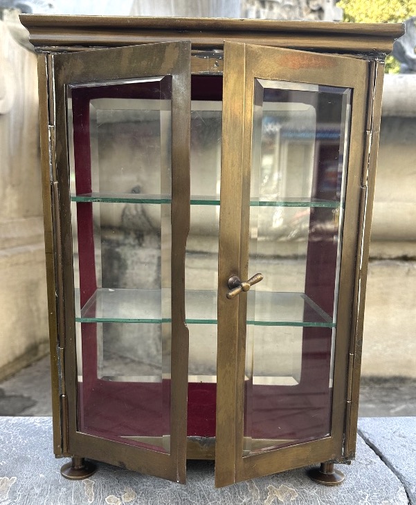 RARE petite vitrine 1900 en laiton et verres biseautés Vitrine de présentation de magasin-photo-3