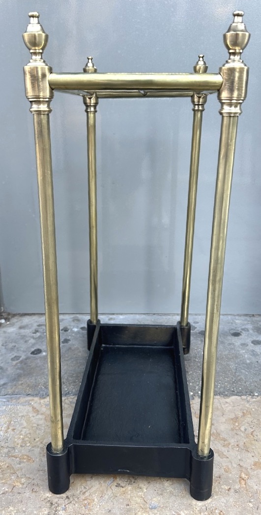 19th-century Polished Brass Umbrella And Cane Stand With 6 Compartments -photo-2