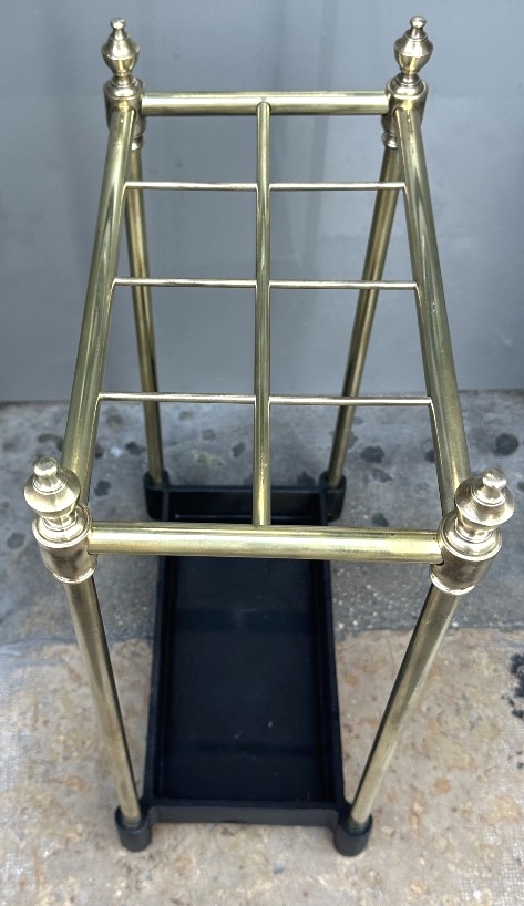 19th-century Polished Brass Umbrella And Cane Stand With 6 Compartments -photo-3